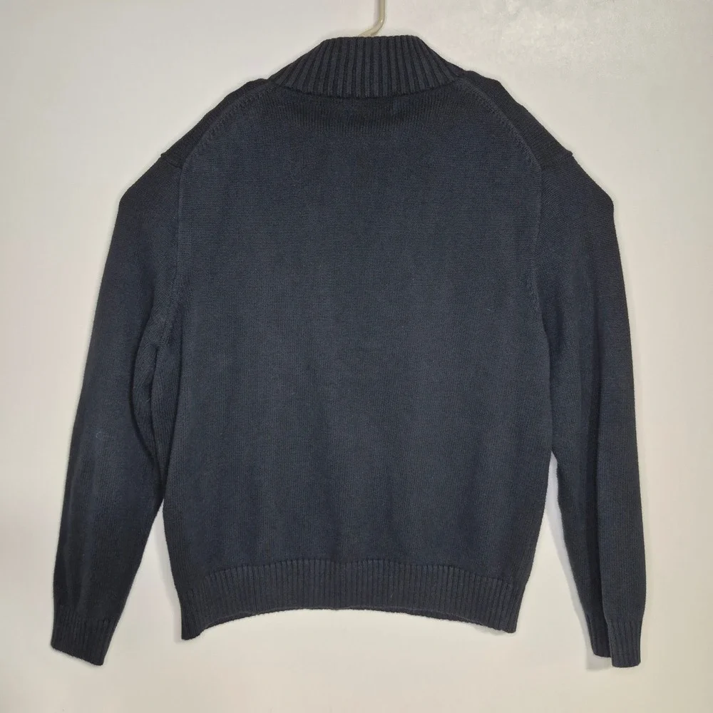 Polo Ralph Lauren Quarter Zip Men XXL Black Cotton Pullover Quiet Luxury Classic